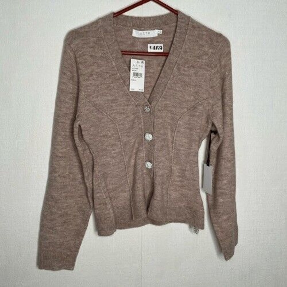 NWT ASTER The Label Mocha Tamsin Pearl Button Front Cardigan Women S China